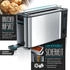 Arendo Frühstücks-Set (2-tlg), 2-Scheiben Langschlitz Toaster, 8er Eierkocher, Silber