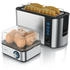 Arendo Frühstücks-Set (2-tlg), 4-Scheiben Langschlitz Toaster, 8er Eierkocher, Silber