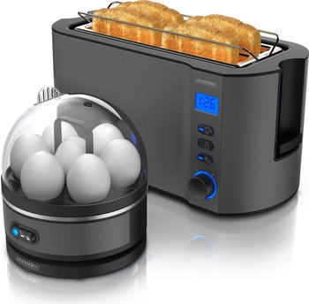 Arendo Frühstücks set manha grau Toaster/ Eierkocher