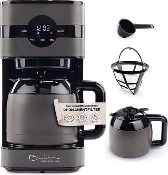 Barista Filterkaffeemaschine LED-Display 900W grau