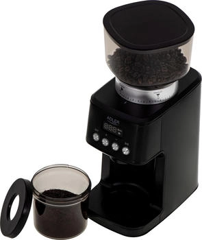 Adler Elektrische Kaffeemühle 180W Kegelmahlwerk 31 Mahlgrade Schwarz