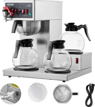 VEVOR Filterkaffeemaschine 3 Glaskaraffen 12 Tassen