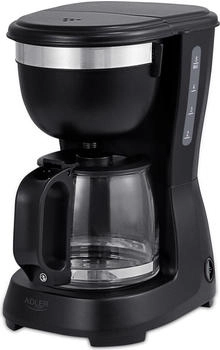 Adler Filterkaffeemaschine Kaffeemaschine mit Glaskanne 0,6 l schwarz