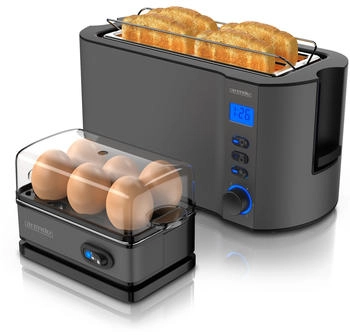 Arendo Fr&uuml;hst&uuml;cks-Set 2-tlg ( 4-Scheiben Langschlitztoaster/ 6er Eierkocher) 306028