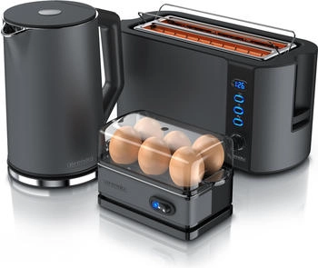 Arendo Fr&uuml;hst&uuml;cks-Set Wasserkocher 1,5L / 4-Scheiben Toaster/ 6er Eierkocher 305977