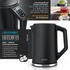 Arendo Frühstücks-Set Wasserkocher 1,5l 2-Scheiben Toaster 6er Eierkocher Schwarz