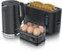 Arendo Frühstücks-Set Wasserkocher 1,5l 4-Scheiben Toaster 6er Eierkocher Schwarz