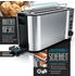 Arendo Frühstücksset 2-teilig 4-Scheiben Langschlitztoaster MANHA + Edelstahl Wasserkocher 1,5l Silber