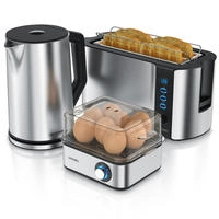 Arendo 3-teiliges Fr&uuml;hst&uuml;cksset, Wasserkocher 1,5L, Langschlitz Toaster 4-Scheiben