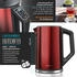 Arendo Frühstücks-Set Wasserkocher 1,5l & 2-Scheiben Langschlitz Toaster Edelstahl Rot (2-tlg)