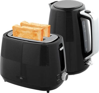HomCom Wasserkocher Toaster Set 2200 W 1,7 Liter Wasserkocher Doppelschlitz Toaster Frühstücksset