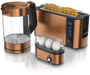 Arendo Frühstücks-Set in Kupfer Optik Wasserkocher + Eierkocher + Toaster