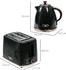 HomCom Kocher-Toaster-Set-Kunststoff Stahl-24,2L x 19,5B x 23,4H cm-Schwarz