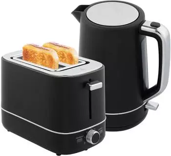 HomCom Wasserkocher Toaster Set Kunststoff Schwarz 21,2L x 16B x 24,3H cm