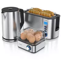 Arendo Fr&uuml;hst&uuml;cks-Set, 8er Eierkocher EIGHTCOOK, Wasserkocher 1,5l, 4-Scheiben