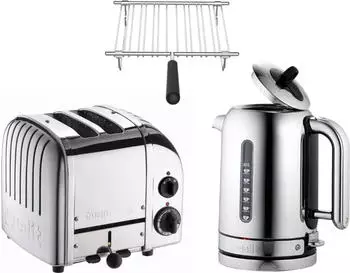 Dualit Frühstücksset inkl. 2er Toaster + 1,7 L Wasserkocher und GRATIS Brötchenaufsatz