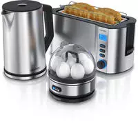 Arendo Fr&uuml;hst&uuml;cksset, Wasserkocher 1,5l, 4-Scheiben Langschlitztoaster, 7er