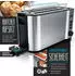 Arendo Frühstücksset Wasserkocher 1,5l 4-Scheiben Langschlitztoaster 7er Eierkocher SEVENCOOK Silber