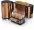 Arendo 3-teiliges Frühstücks-Set 2-Scheiben Toaster 6er Eierkocher Wasserkocher 1,5 Liter Kupfer