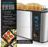 Arendo Frühstücks-Set 1,5L Wasserkocher 2-Scheiben Langschlitz Toaster 7er Eierkocher Silber