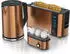 Arendo Frühstücksset Wasserkocher 1,5l 2-Scheiben Toaster Langschlitz 3er Eierkocher Kupfer
