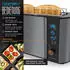 Arendo Frühstücks-Set (3-tlg) Edelstahl Wasserkocher 1,5l Langschlitz Toaster Eierkocher Cool Grey