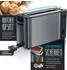 Arendo Frühstücks-Set (3-tlg) Edelstahl Wasserkocher 1,5l Langschlitz Toaster Eierkocher Cool Grey