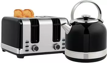 HomCom Wasserkocher- und Toaster-Set 7 Br&auml;unungsstufen 1,7 L Edelstahl