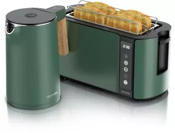 Arendo Fr&uuml;hst&uuml;cksset Wasserkocher Langschlitztoaster gr&uuml;n