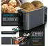 Arendo Frühstücks-Set Wasserkocher mit Temperatureinstellung 1,5l 4 Scheiben Toaster Touch Cool Grey