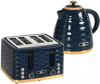 HomCom Kocher-Toaster-Set-Kunststoff Stahl-24,1L x 19,5B x 23,2H cm-Blau