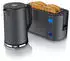 Arendo 2-teiliges Frühstücks-Set Langschlitztoaster 4 Scheiben & Edelstahl Wasserkocher 1,5L Grau
