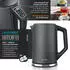 Arendo 2-teiliges Frühstücks-Set Langschlitztoaster 4 Scheiben & Edelstahl Wasserkocher 1,5L Grau