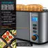 Arendo 2-teiliges Frühstücks-Set Langschlitztoaster 4 Scheiben & Edelstahl Wasserkocher 1,5L Grau