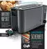 Arendo Frühstücks-Set 8er Eierkocher + Langschlitz Toaster für 4 Scheiben Grau
