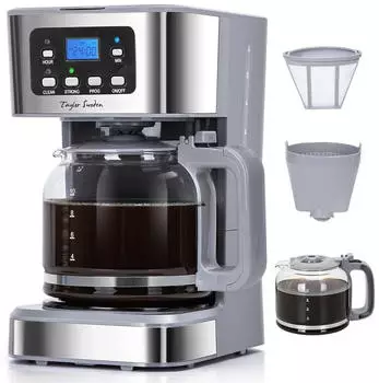 Taylor Swoden Pewter mit Timer,1.5L Filterkaffeemaschine Tropf-Stopp