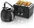 Arendo Frühstücks-Set Wasserkocher 1,7l 4-Scheiben Kurzschlitz Toaster schwarz (2-tlg)