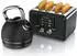 Arendo Frühstücks-Set Wasserkocher Edelstahl 1,7l Toaster 4 Scheiben schwarz