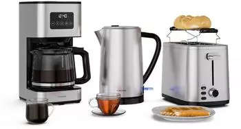 Klarstein Verosteel Fr&uuml;hst&uuml;cksset Toaster Wasserkocher Kaffeemaschine 12 Tassen