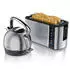 Arendo Frühstücks-Set Wasserkocher mit Temperatureinstellung 1,7l 4 Scheiben Toaster Touch silber