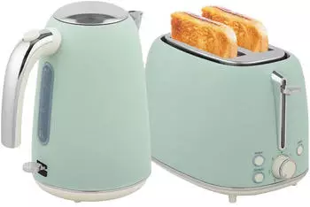 HomCom Wasserkocher Toaster Set 2200 W 1,7 L Wasserkocher 2 Scheiben Toaster grün