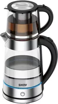Shov Glasteekocher 2200W ( Wasserkocher 1,7 Liter und Teekanne 0,8l )