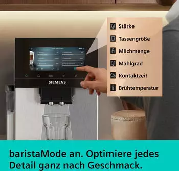 Siemens EQ900 iAroma TQ923E03 – Integriertes Mahlwerk sorgt für frischen Bohnengenuss bei jeder Zubereitung