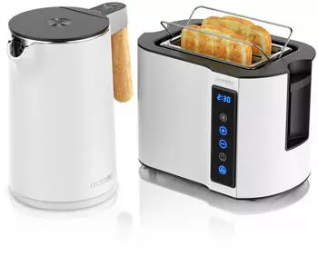 Arendo Vorteils-Set Toaster 2 Scheiben 800W & Wasserkocher 2200W 1,5L Edelstahl
