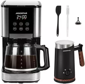 Aigostar Filterkaffeemaschine 1000W 1,5L Wassertank 14-Tassen 24H Tropf-Stopp 500W