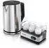 Arendo Frühstücks-Set Wasserkocher 1,5 Liter 6er Eierkocher Silber