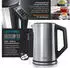 Arendo Frühstücks-Set Wasserkocher 1,5 Liter 6er Eierkocher Silber