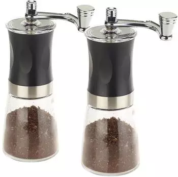 Rosenstein & S&ouml;hne Kaffeem&uuml;hle mit Kurbel: 2er-Set Hand-Kaffeem&uuml;hlen