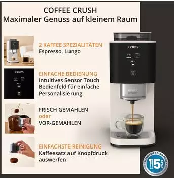 Krups Coffee Crush SA4001E0 – Krups Coffee Crush SA4001E0 – Kaffeevollautomat mit Mahlwerk und flexibler Zubereitung