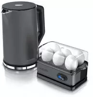 Arendo Fr&uuml;hst&uuml;cksset, 6er Eierkocher SIXCOOK, 1,5L Edelstahl Wasserkocher,...